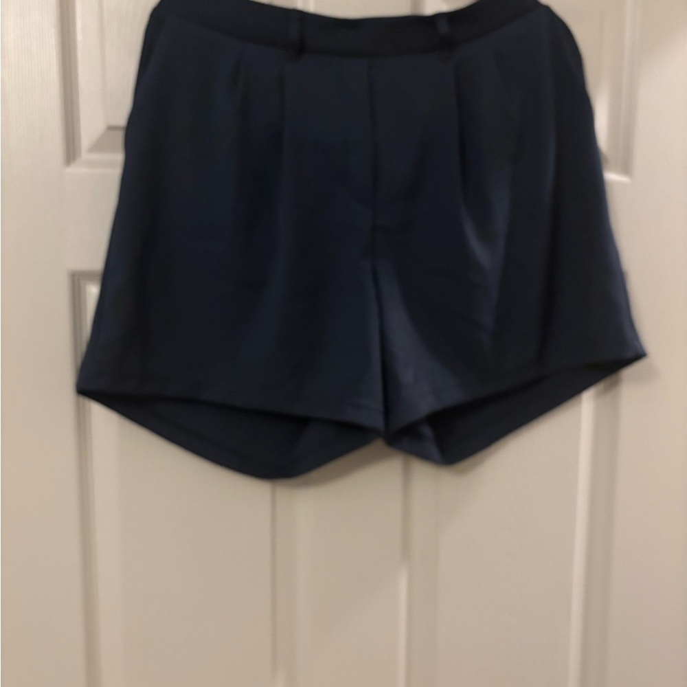 High-Waist Navy Tailored Women's Shorts